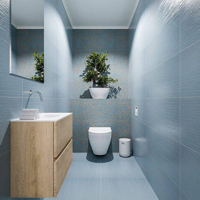 Mondiaz ADA Toiletmeubel 60x30x50cm 0 kraangaten 2 lades washed oak mat wasbak midden Solid surface Wit FK75341976
