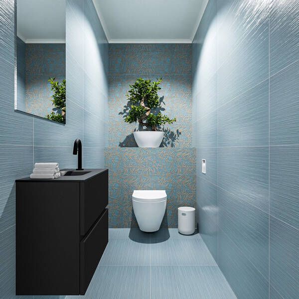 Mondiaz ADA Toiletmeubel 60x30x50cm 1 kraangat 2 lades urban mat wasbak midden Solid surface Zwart FK75342091