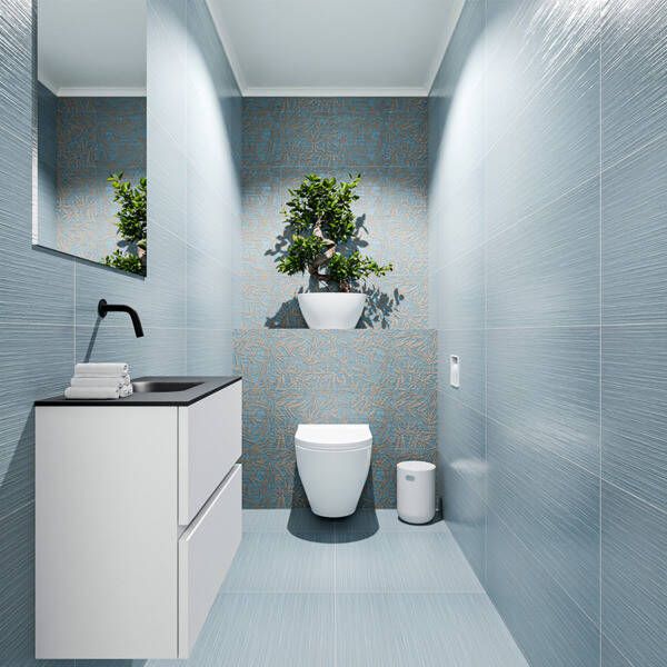 Mondiaz ADA Toiletmeubel 60x30x50cm met 0 kraangaten 2 lades talc mat Wastafel Lex midden Solid Surface Zwart FK75342063