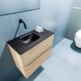 Mondiaz ADA Toiletmeubel 60x30x50cm met 0 kraangaten 2 lades washed oak mat Wastafel Lex links Solid Surface Zwart FK75342326 - Thumbnail 2