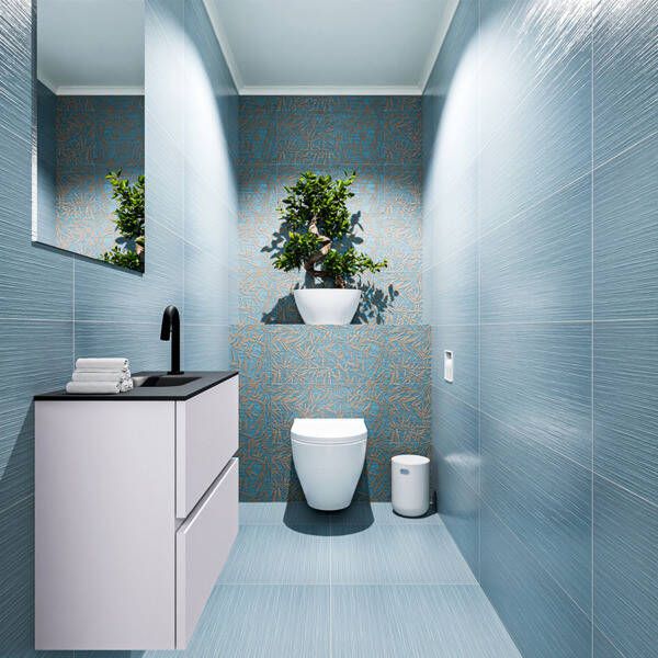 Mondiaz ADA Toiletmeubel 60x30x50cm met 1 kraangaten 2 lades cale mat Wastafel Lex midden Solid Surface Zwart FK75342294