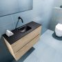 Mondiaz ADA Toiletmeubel 80x30x50cm 0 kraangaten 2 lades washed oak mat wasbak midden Solid surface Zwart FK75342330 - Thumbnail 2