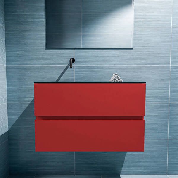 Mondiaz ADA Toiletmeubel 80x30x50cm met 0 kraangaten 2 lades fire mat Wastafel Lex links Solid Surface Zwart FK75342245