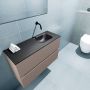 Mondiaz ADA Toiletmeubel 80x30x50cm met 0 kraangaten 2 lades smoke mat Wastafel Lex rechts Solid Surface Zwart FK75342160 - Thumbnail 2