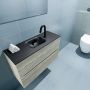 Mondiaz ADA Toiletmeubel 80x30x50cm met 1 kraangaten 2 lades light brown grey mat Wastafel Lex midden Solid Surface Wit FK75342039 - Thumbnail 2