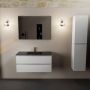 Mondiaz AIVY 100cm badmeubel Talc wastafel Urban solid surface midden 1 kraangat met spiegel (AI-351321URBAN-SI AI-M100TAMI AI-S100X70) - Thumbnail 2