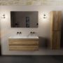 Mondiaz Aivy badmeubelset 120x45x50cm 0 kraangaten 2 wasbakken talc Solid surface Links en rechts 2 lades Met spiegel Melamine Chai AIVY80245 - Thumbnail 2
