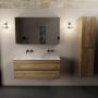 Mondiaz Aivy badmeubelset 120x45x50cm 0 kraangaten 2 wasbakken talc Solid surface Links en rechts 2 lades Met spiegelkast Melamine Chai AIVY80385 - Thumbnail 2