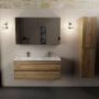 Mondiaz Aivy badmeubelset 120x45x50cm 2 kraangaten 2 wasbakken talc Solid surface Links en rechts 2 lades Met spiegelkast Melamine Chai AIVY80329 - Thumbnail 2