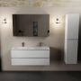 Mondiaz Aivy badmeubelset 120x45x50cm 2 kraangaten 2 wasbakken talc Solid surface Links en rechts 2 lades Met spiegelkast MDF Talc AIVY80315 - Thumbnail 2