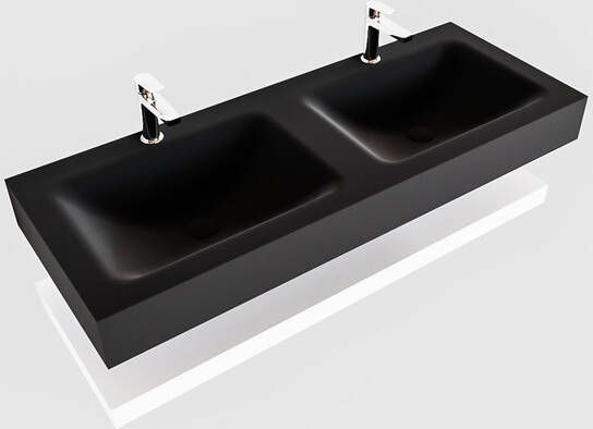 Aqua Splash Badkamermeubel AQS Ibiza 120 cm met Mat Wit Planchet Solid Surface Wastafel Mat Zwart Badmeubel Ibiza 120 cm Mat Wit Planchet Solid