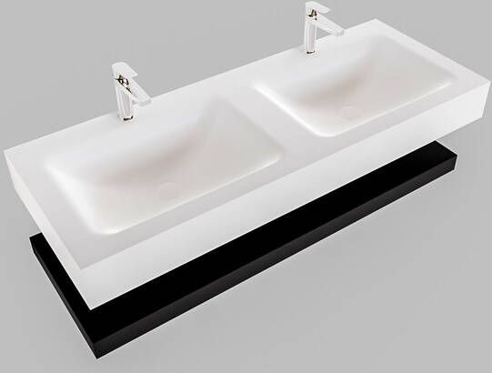 Aqua Splash Badkamermeubel AQS Ibiza 120 cm met Mat Zwart Planchet Solid Surface Wastafel Mat Wit Badmeubel Ibiza 120 cm Solid Surface Planchet Mat - Foto 2