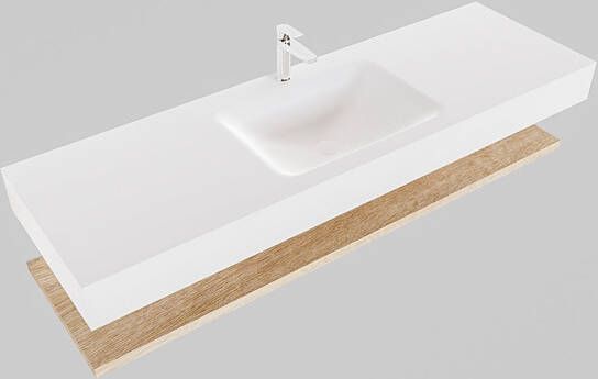 Aqua Splash Badkamermeubel AQS Ibiza 150 cm met Washed Oak Planchet Solid Surface Wastafel Mat Zwart Badmeubel Ibiza 150 cm Washed Oak Planchet - Foto 2