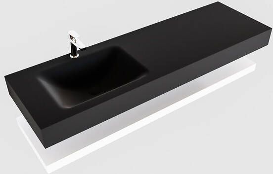 Aqua Splash Badkamermeubel AQS Ibiza 150 cm met Mat Wit Planchet Solid Surface Wastafel Mat Zwart Badmeubel Ibiza 150 cm Mat Wit Planchet Solid - Foto 2