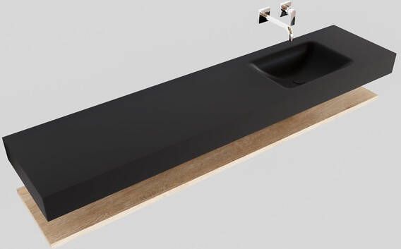 Mondiaz ALAN 200cm Badkamermeubelset planchet washed oak vrijhangende wastafel wasbak rechts 0 kraangaten urban A80114WOA0M49582UB0 - Foto 2