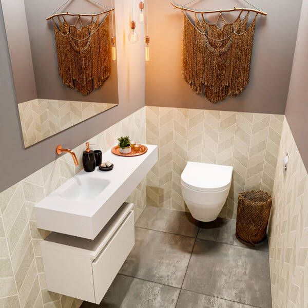 Mondiaz ANDOR Toiletmeubel 100x30x30cm met 0 kraangaten 1 lades linen mat Wastafel Lex links Solid Surface Zwart FK75343672