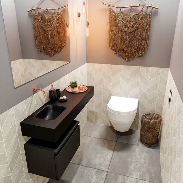 Mondiaz ANDOR Toiletmeubel 100x30x30cm met 0 kraangaten 1 lades urban mat Wastafel Lex links Solid Surface Wit FK75343150 - Foto 2