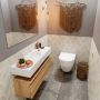 Mondiaz ANDOR Toiletmeubel 100x30x30cm met 1 kraangaten 1 lades washed oak mat Wastafel Lex midden Solid Surface Zwart FK75343727 - Thumbnail 2