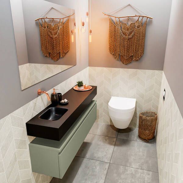 Mondiaz ANDOR Toiletmeubel 120x30x30cm met 0 kraangaten 1 lades army mat Wastafel Lex links Solid Surface Zwart FK75343591 - Foto 2