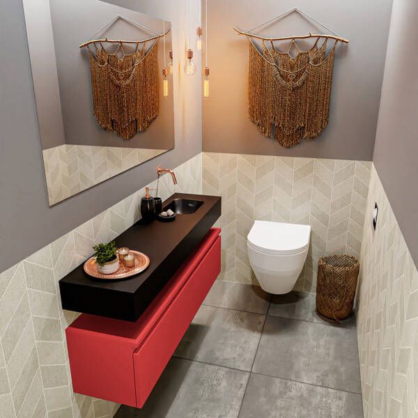 Mondiaz ANDOR Toiletmeubel 120x30x30cm met 0 kraangaten 1 lades fire mat Wastafel Lex rechts Solid Surface Wit FK75343303 - Foto 2