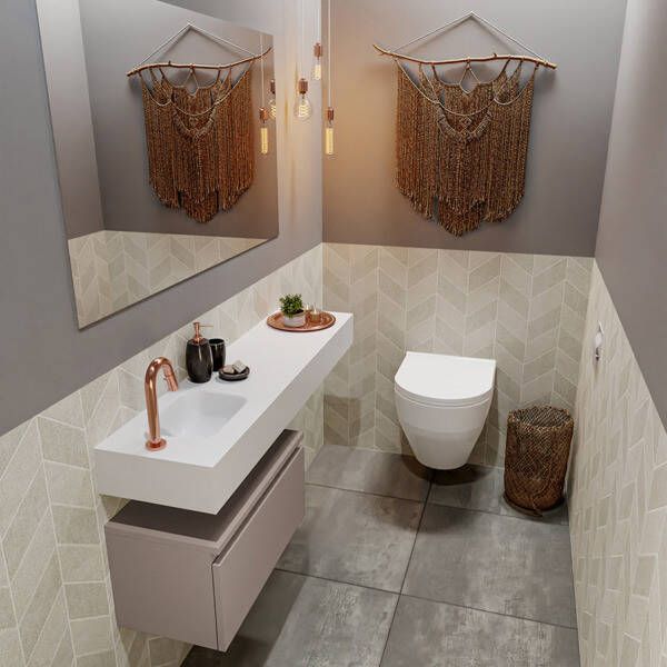 Mondiaz ANDOR Toiletmeubel 120x30x30cm met 1 kraangaten 1 lades smoke mat Wastafel Lex links Solid Surface Zwart FK75343561 - Foto 2