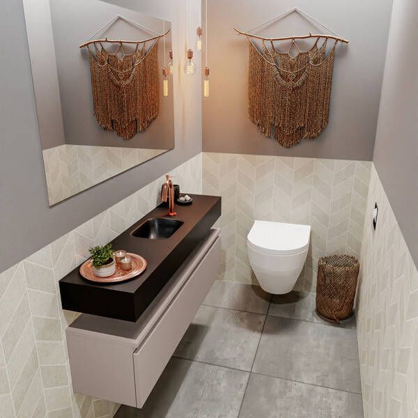 Mondiaz ANDOR Toiletmeubel 120x30x30cm met 1 kraangaten 1 lades smoke mat Wastafel Lex midden Solid Surface Wit FK75343211 - Foto 2