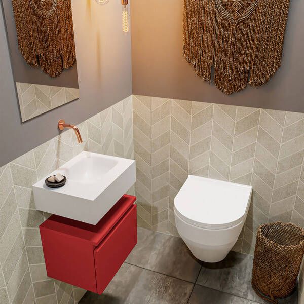 Mondiaz ANDOR Toiletmeubel 40x30x30cm met 0 kraangaten 1 lades fire mat Wastafel Lex rechts Solid Surface Zwart FK75343627