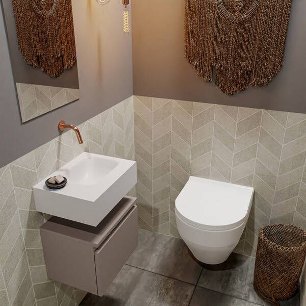 Mondiaz ANDOR Toiletmeubel 40x30x30cm met 0 kraangaten 1 lades smoke mat Wastafel Lex rechts Solid Surface Zwart FK75343540 - Foto 2