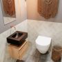 Mondiaz ANDOR Toiletmeubel 40x30x30cm met 0 kraangaten 1 lades washed oak mat Wastafel Lex midden Solid Surface Zwart FK75343710 - Thumbnail 2