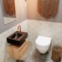 Mondiaz ANDOR Toiletmeubel 40x30x30cm met 1 kraangaten 1 lades washed oak mat Wastafel Lex links Solid Surface Zwart FK75343711 - Thumbnail 2