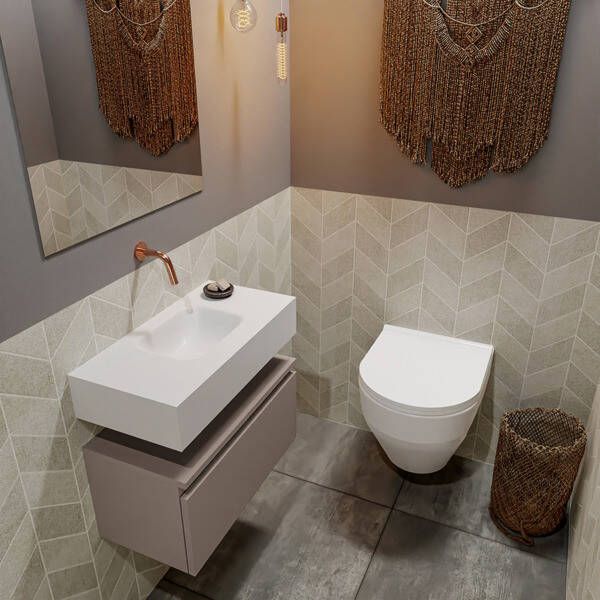 Mondiaz ANDOR Toiletmeubel 60x30x30cm met 0 kraangaten 1 lades smoke mat Wastafel Lex midden Solid Surface Wit FK75343194 - Foto 2