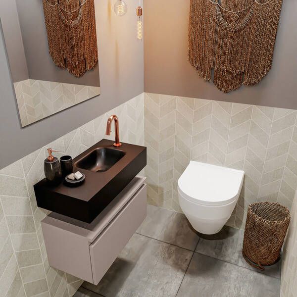 Mondiaz ANDOR Toiletmeubel 60x30x30cm met 1 kraangaten 1 lades smoke mat Wastafel Lex rechts Solid Surface Wit FK75343197 - Foto 2