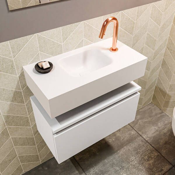 Mondiaz ANDOR Toiletmeubel 60x30x30cm met 1 kraangaten 1 lades talc mat Wastafel Lex midden Solid Surface Wit FK75343106