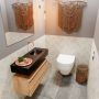 Mondiaz ANDOR Toiletmeubel 80x30x30cm met 0 kraangaten 1 lades washed oak mat Wastafel Lex rechts Solid Surface Zwart FK75344052 - Thumbnail 2