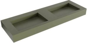 Mondiaz AVON Army vrijhangende solid surface wastafel 140cm dubbel rand 12cm XM21066Army