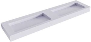 Mondiaz AVON Clay vrijhangende solid surface wastafel 190cm dubbel rand 12cm XM21071Clay