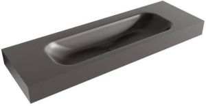 Mondiaz BIG MEDIUM Darkgrey vrijhangende wastafel 140cm midden rand 12cm XM49666Darkgrey