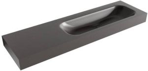Mondiaz BIG MEDIUM Darkgrey vrijhangende wastafel 160cm rechts rand 12cm XM49685Darkgrey