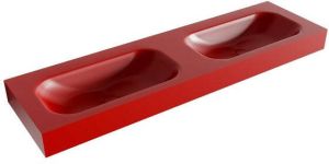 Mondiaz BIG SMALL Fire vrijhangende wastafel 160cm dubbel rand 12cm XM49635Fire