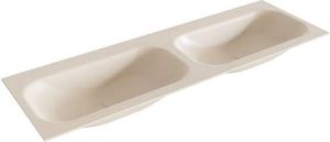 Mondiaz BIG small Linen solid surface inbouw wastafel 130cm dubbel XM63062Linen