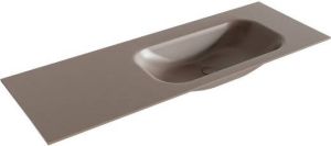 Mondiaz BIG small Smoke solid surface inbouw wastafel 130cm rechts XM63064Smoke
