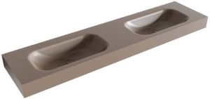 Mondiaz BIG SMALL Smoke vrijhangende wastafel 190cm dubbel rand 12cm XM49638Smoke