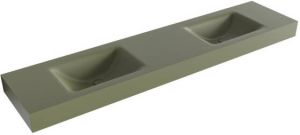 Mondiaz CLOUD Army vrijhangende solid surface wastafel 200cm dubbel rand 12cm XM49580Army