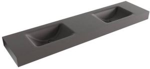 Mondiaz CLOUD Darkgrey vrijhangende wastafel 190cm dubbel rand 12cm XM49576Darkgrey
