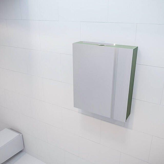 Mondiaz Spiegelkast Vico Cube | 60x70 cm | 1 Deur | Zonder verlichting | Groen mat