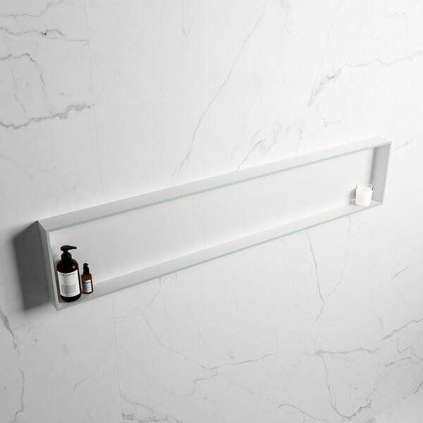 Mondiaz Easy nis 29.5x149.5x8cm voor Inbouw opbouw 1 open vak Solid surface Talc Greey M80027Greey Talc - Foto 2