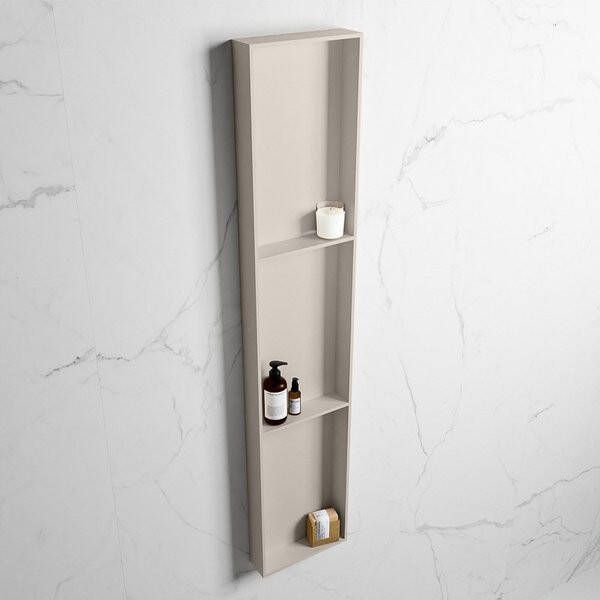 Mondiaz Easy nis 29.5x149.5x8cm voor Inbouw opbouw 3 open vakken Solid surface Linen Linen M80047Linen Linen