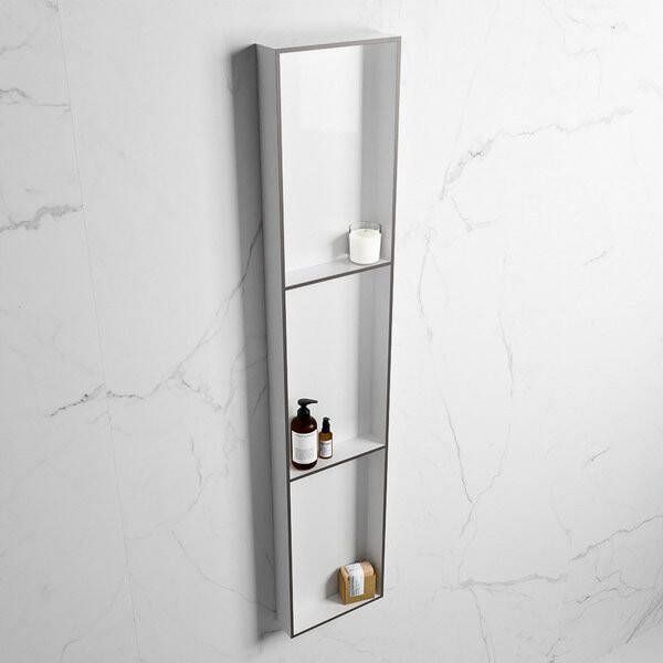 Mondiaz Easy nis 29.5x149.5x8cm voor Inbouw opbouw 3 open vakken Solid surface Talc DarkGrey M80047DarkGrey Talc