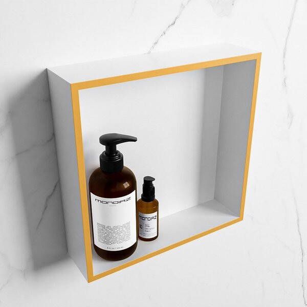 Mondiaz Easy nis 29.5x29.5x8cm voor Inbouw opbouw 1 open vak Solid surface Talc Ocher M80011Ocher Talc