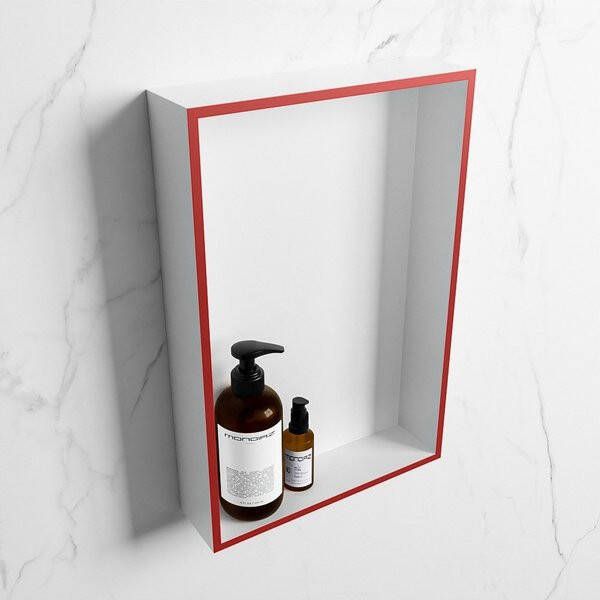 Mondiaz Easy nis 29.5x44.5x8cm voor Inbouw opbouw 1 open vak Solid surface Talc Fire M80015Fire Talc - Foto 2